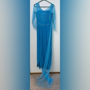 Disney Frozen Elsa Costume Sparkling Blue Dress with Rhinestone Details - L